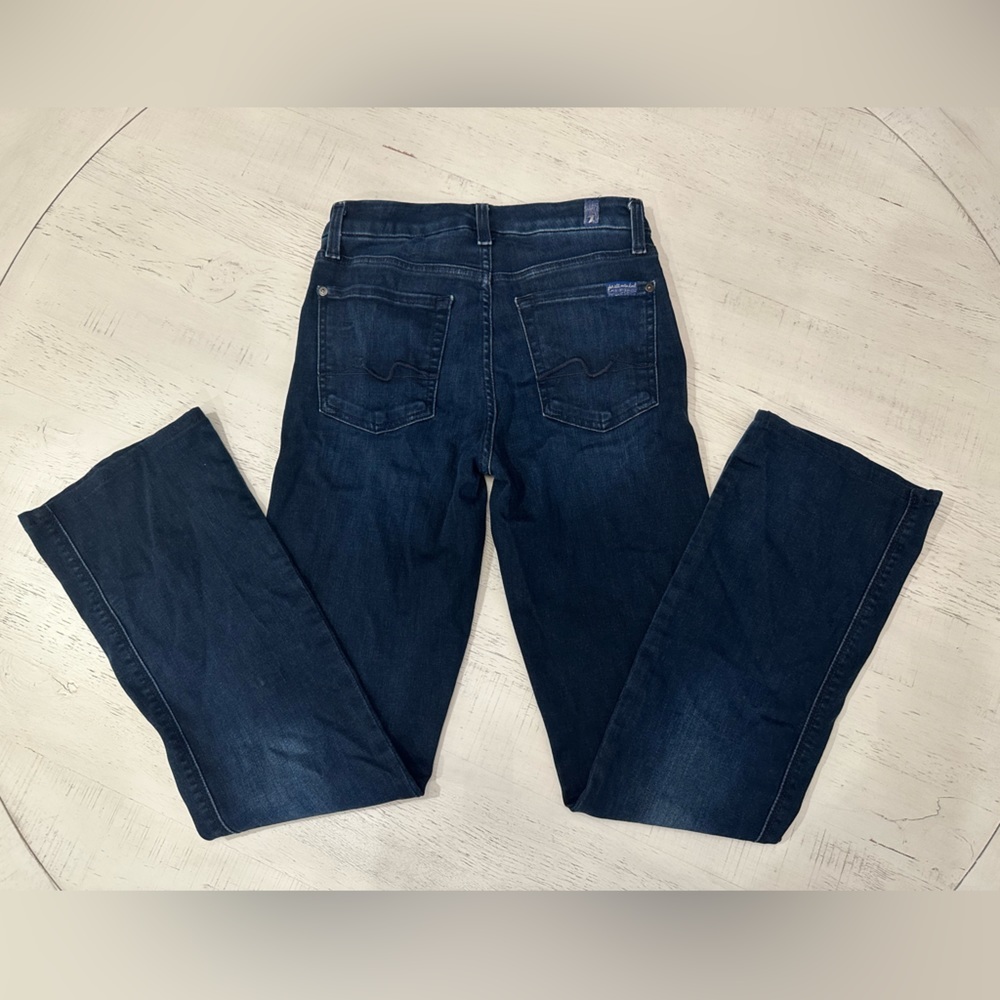 7 For All Mankind Dark Denim Straight Leg Jeans Sz 27 - Picture 2 of 8